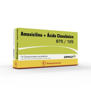 Amoxicilina 875 mg/ ác. clavulánico 125 mg x 14 com