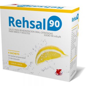 Rehsal-90 Sales Hidratantes Sodio 4 Sobres Sabor Limón