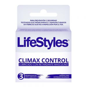 LifeStyle Climax Control Lubricado con Retardante 3 Preservativos